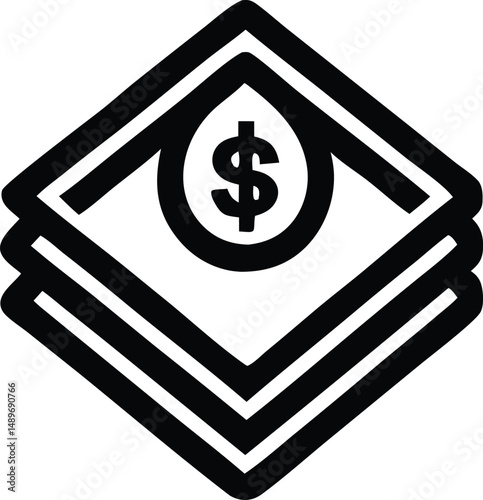 This vector illustration shows a dollar symbol, an icon representing money and currency, not a sign of warning or danger, in a business and finance design