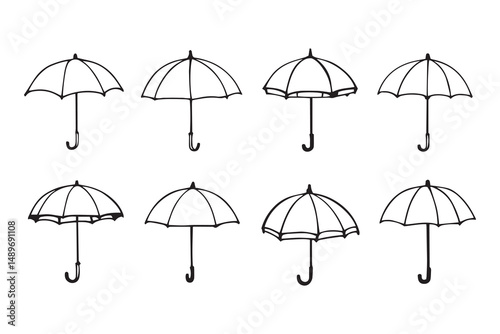 Umbrella line art and black color