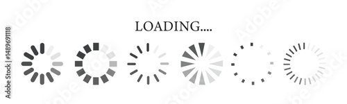Set of loading bar icons, search vector illustration. Loading icon vector set. Collection of loading and buffering symbols for websites, app, logo. Progress load icons design. Vector illustration. 