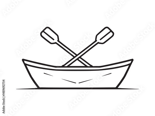 Rowboat vector line art