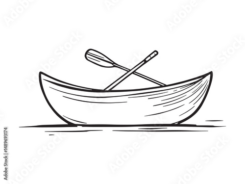 Rowboat vector line art