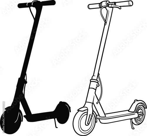 Electric Scooter Icon Silhouette Vector Illustration

