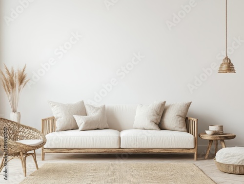 Cozy Living Room with a Neutral Color Palette and Natural Accents