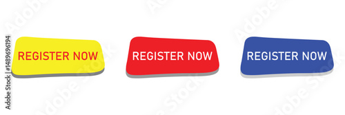 Register now black stroke button isolated on white background. Register Now web templates. Social Media banner. Vector  Illustration . EPS 20 . 