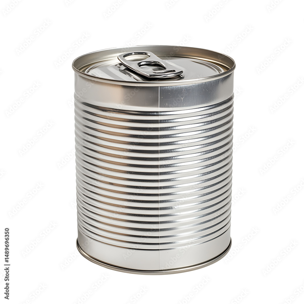 Silver metal food can with pull tab isolated on transparent background Silver metal food can with pull tab isolated on transparent background