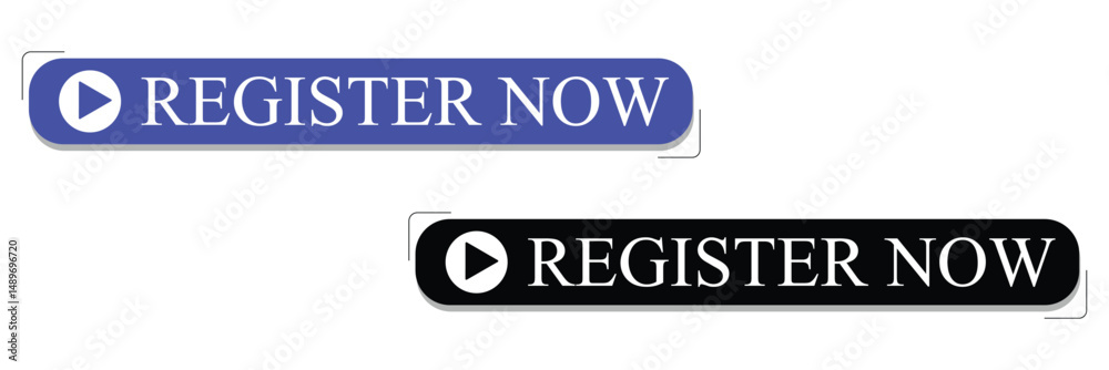 Fototapeta premium Register now black stroke button isolated on white background. Register Now web templates. Social&nbsp;Media&nbsp;banner. Vector Illustration&nbsp;.&nbsp;EPS&nbsp;20&nbsp;. 