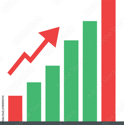 Free Download Business growth illustrated by a 3D bar graph chart with an upward arrow signifies financial success - GFXLoad