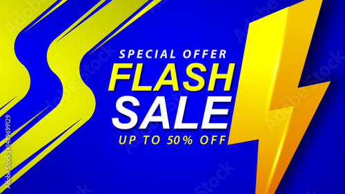 Flash Sale banner template design. Vector illustration.