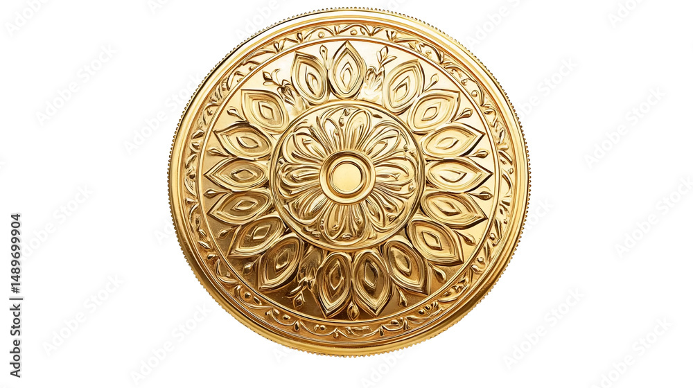 Fototapeta premium Elegant Gold Coin with Detailed Patterns