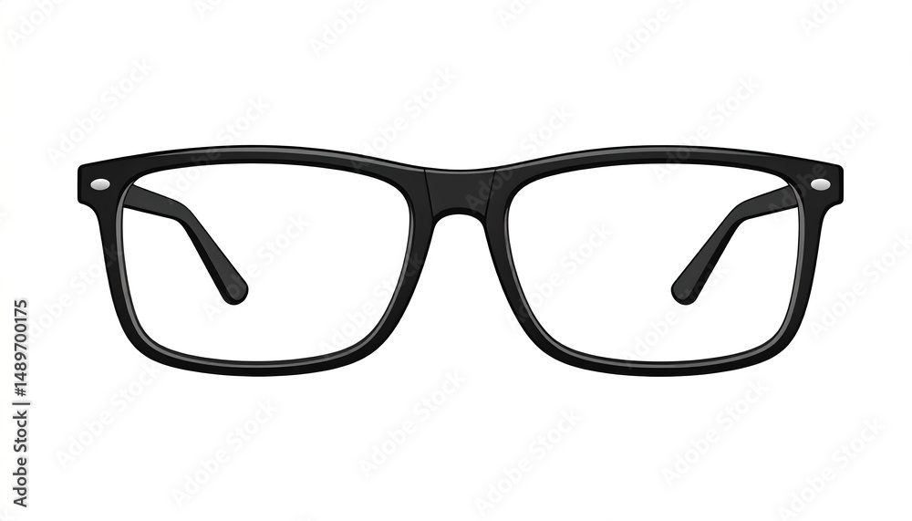 Fototapeta premium Isolated Black Framed Glasses Illustration on White Background for Eye Care