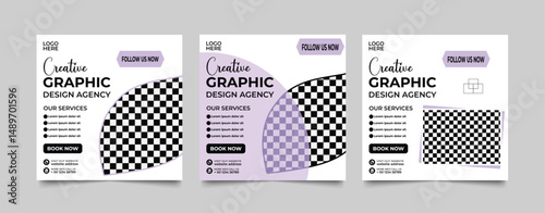 Graphic Design Agency Templates: Creative agency social media templates in a variety of styles to showcase design services and promote business