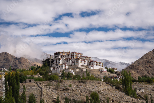 Likir, India - September 20, 2024: Exterior of Likir Gompa, a Buddhist monastery in Leh district