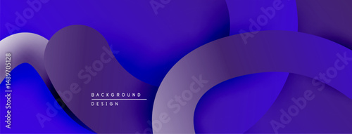 Abstract flowing shapes, purple hues dominate design. Smooth gradients create depth, modern aesthetic. Minimalist composition, elegant backdrop.
