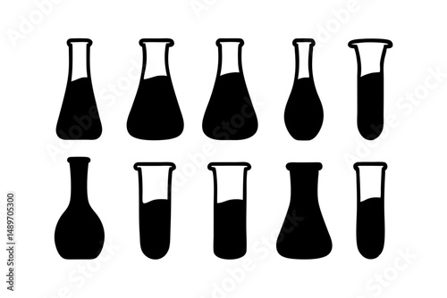 Chemical glass tube silhouette vector illustration