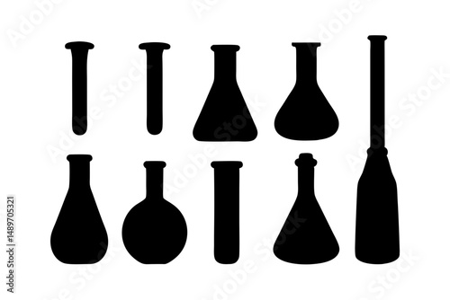 Chemical glass tube silhouette vector illustration