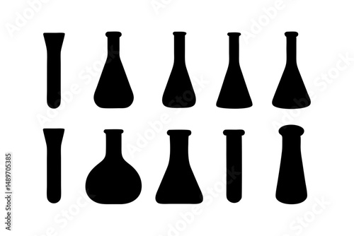 Chemical glass tube silhouette vector illustration