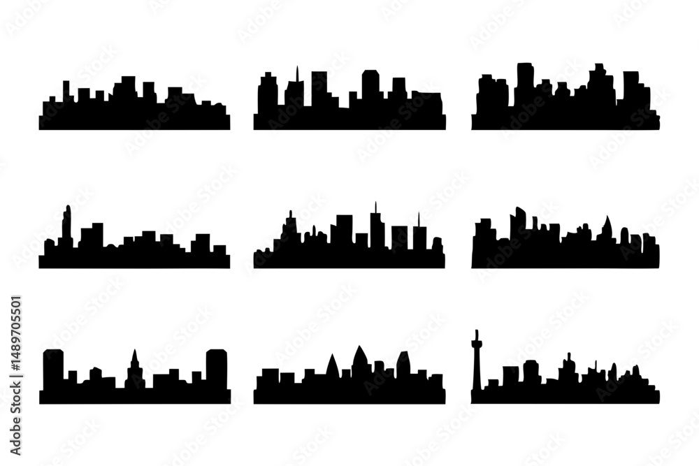 Obraz premium Cityscape silhouette vector illustration