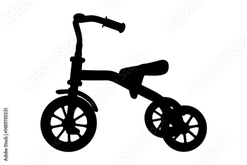 Classic children?s tricycle toy silhouette vector illustration