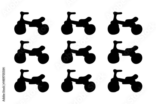 Classic children?s tricycle toy silhouette vector illustration