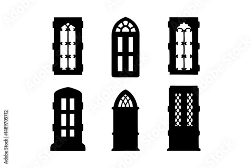 Decorative door silhouette vector illustration