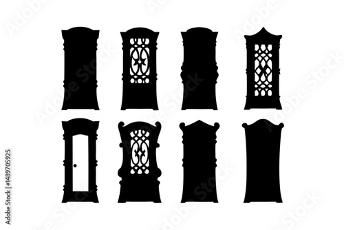 Decorative door silhouette vector illustration