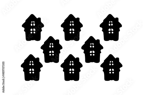 Gingerbread house silhouette vector illustration