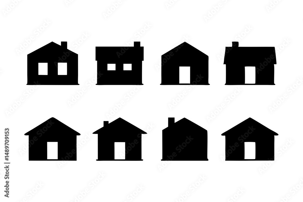 Fototapeta premium Modern house silhouette vector illustration