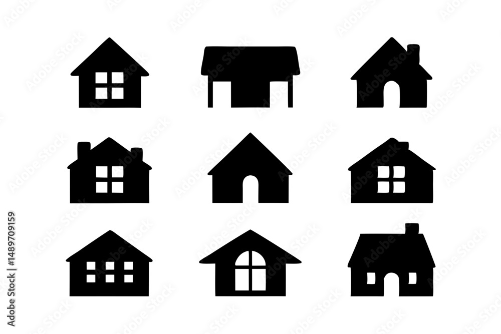 Fototapeta premium Modern house silhouette vector illustration