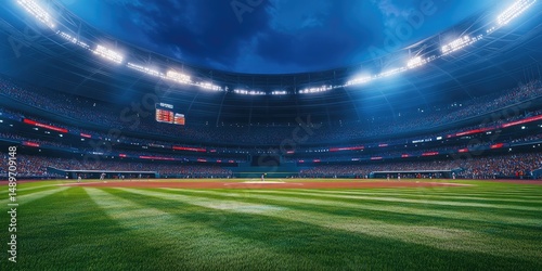 Night Baseball Game in a Grand Stadium photo