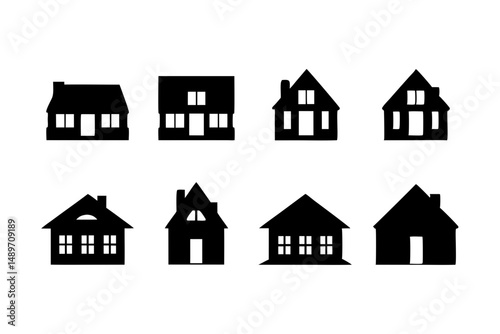 Modern house silhouette vector illustration