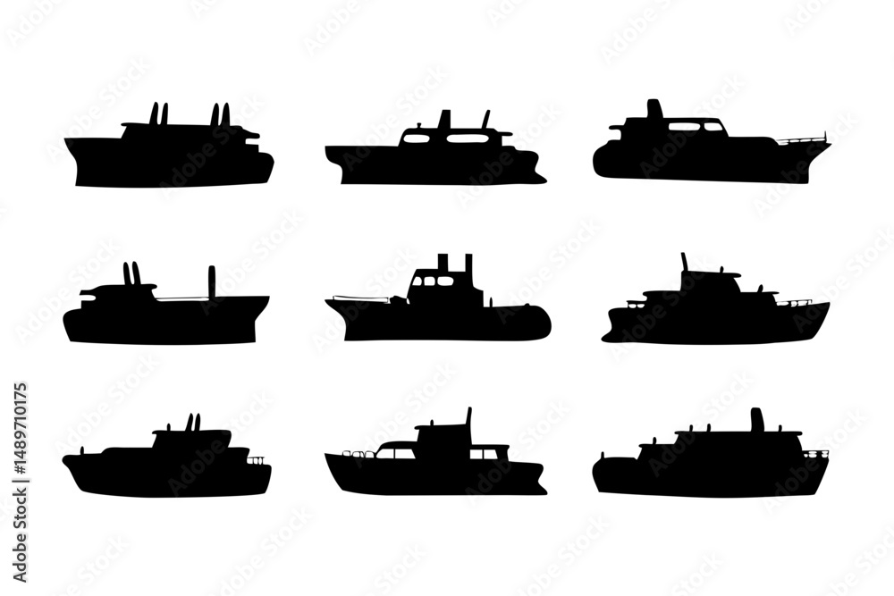 Obraz premium Riverboat silhouette vector illustration