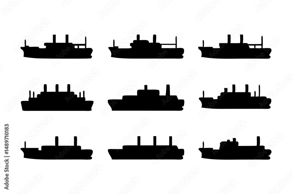 Obraz premium Riverboat silhouette vector illustration