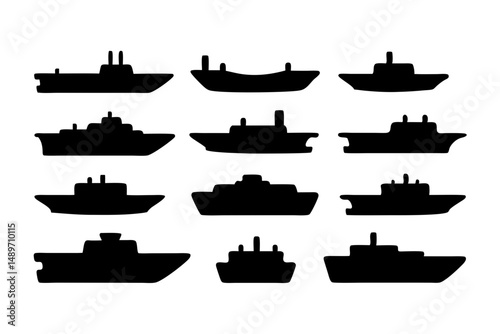 Riverboat silhouette vector illustration