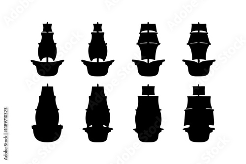Sailing ship silhouette vector illustration