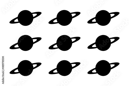 Saturn with sparkle silhouette vector illustration