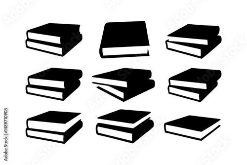Stack of books silhouette vector illustration