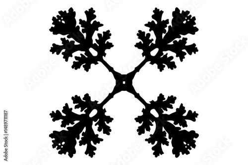 Symmetrical oak branch tree silhouette vector illustration