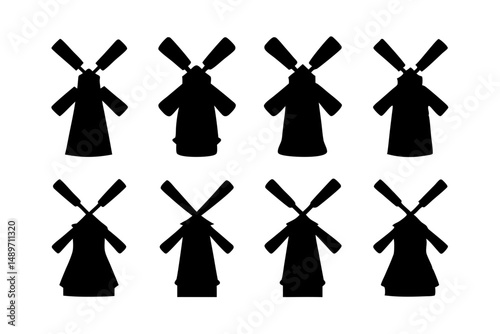 Windmill silhouette vector illustration