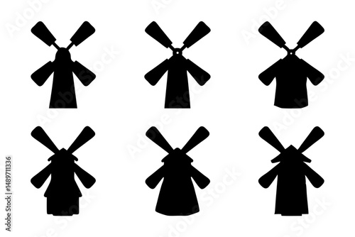 Windmill silhouette vector illustration