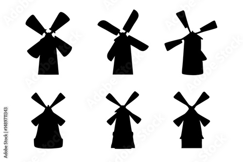 Windmill silhouette vector illustration