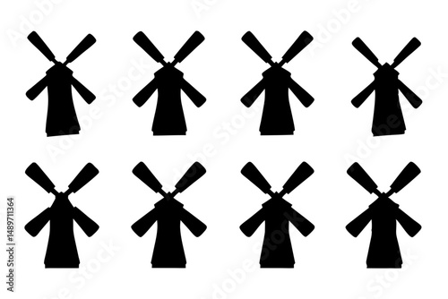 Windmill silhouette vector illustration