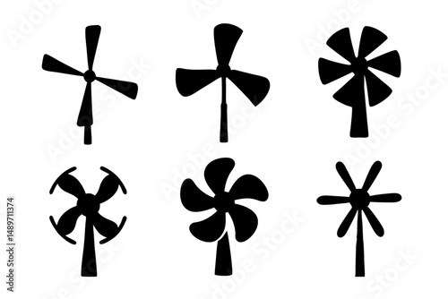 Windmill silhouette vector illustration
