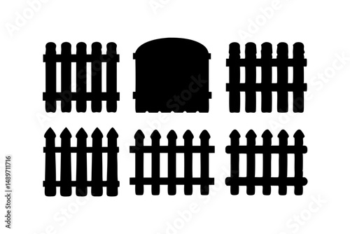 Wooden fence with a semicircular top gate silhouette vector illustration