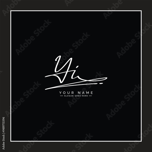 YI Simple Signature Logo - Handwritten Vector Template for Y and I Logo