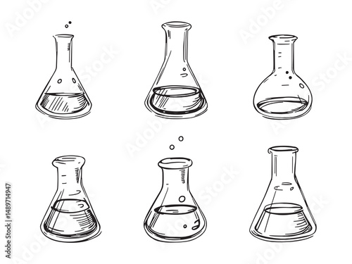 Beaker line art vector illustration