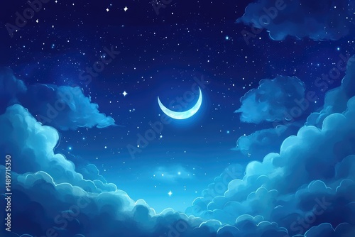 Starry night sky, tranquil clouds