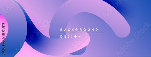 Abstract gradients, flowing shapes create modern background. Soft purple, pink hues dominate design. Minimalist aesthetic.