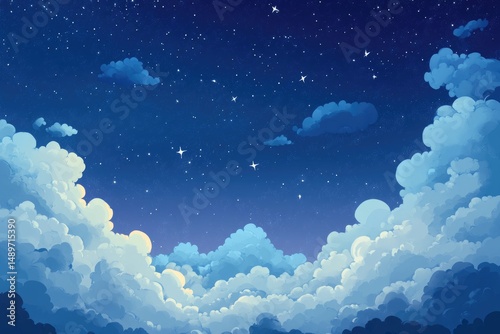 Starry Night Sky with Clouds