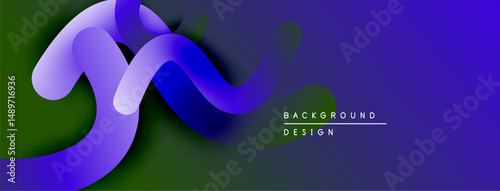 Abstract fluid shapes, vibrant purple hues, dark background. Modern design element for digital projects. Smooth gradients present.