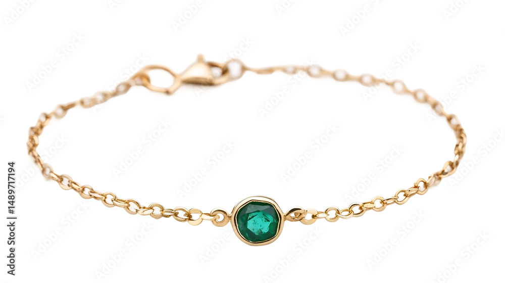 Fototapeta premium Gold Bracelet with Green Gem